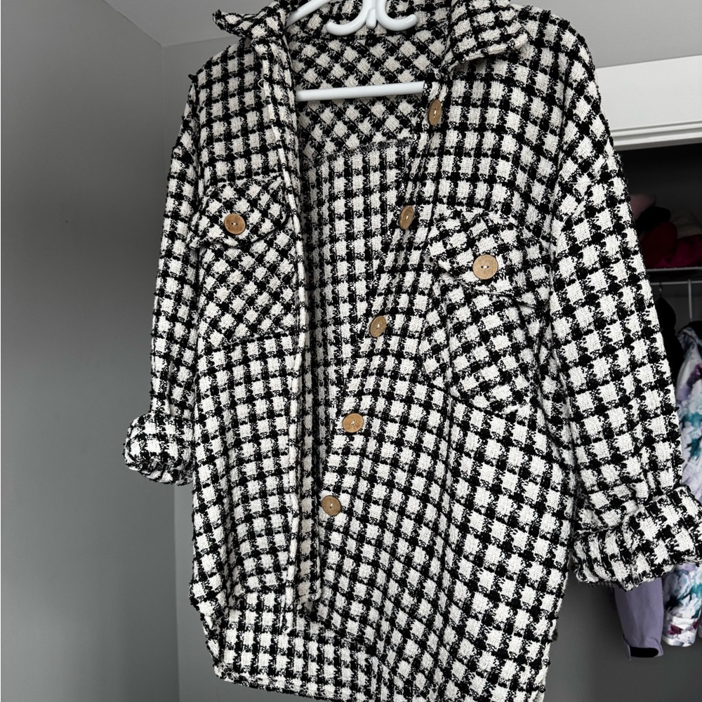 SHEIN checkered oversized shacket